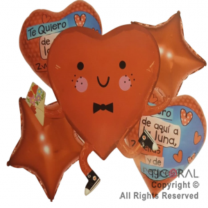 SET DE GLOBOS METALIZADO CORAZON 5 UNIDADES X 1